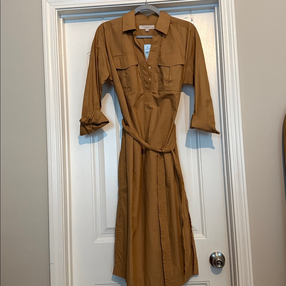 LOFT Beige Long-Sleeve Dress